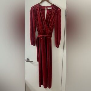 Burgundy Velour Jumpsuit size xs